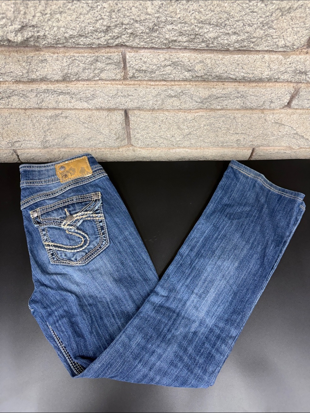Silver Jeans Women's Dark Blue Boot Cut with Embroidered Back Pocket